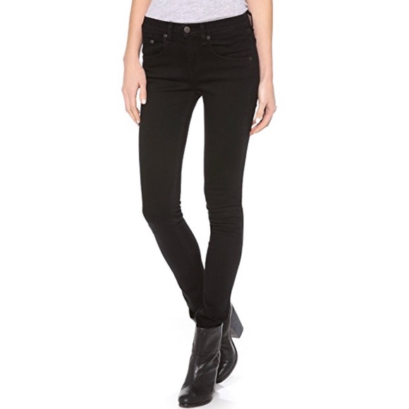 rag & bone Denim - RAG & BONE Black Mid Rise Skinny Jeans